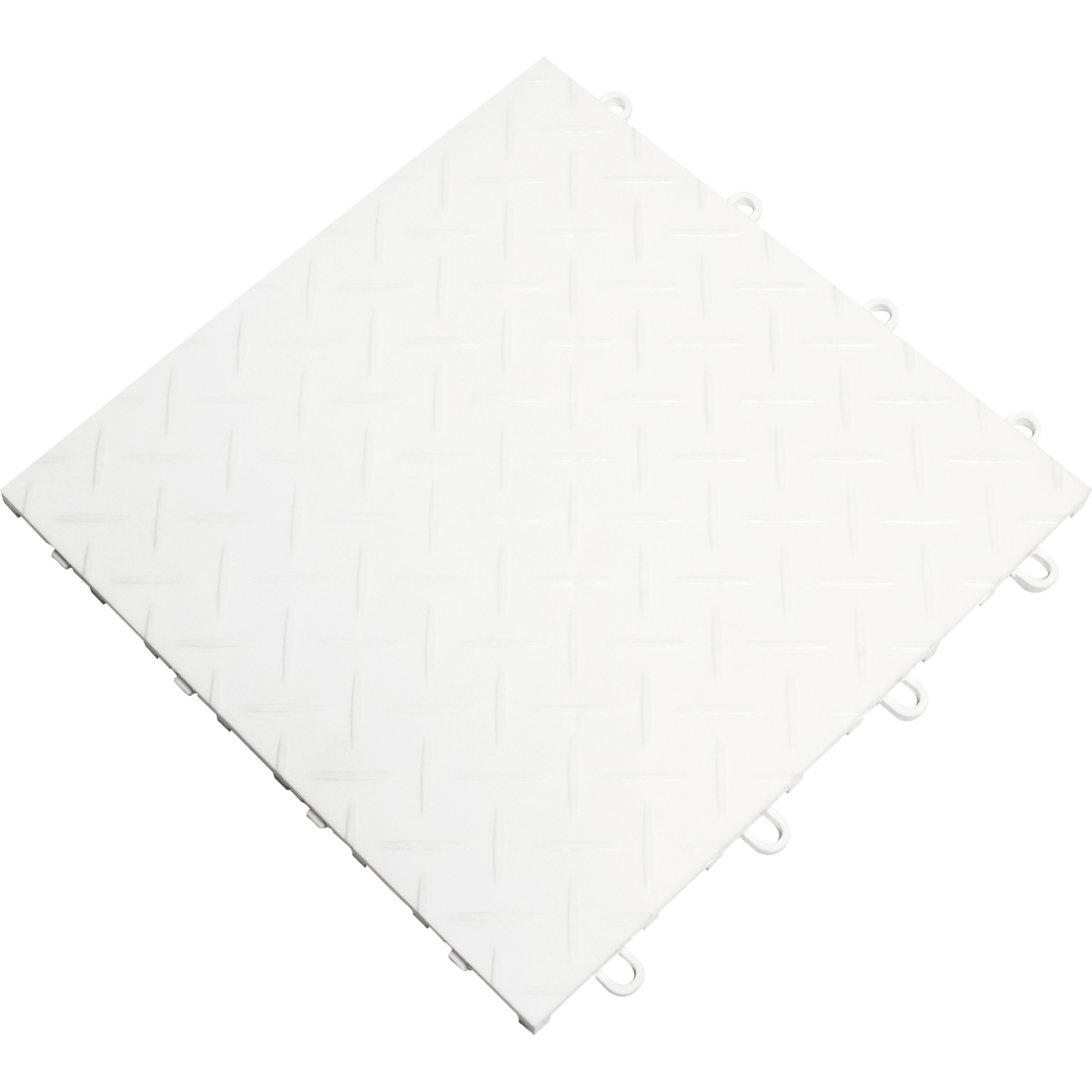RaceDeck Garage Floor Tiles — 12in. x 12in. x 0.5in., Diamond Pattern, White, 48-Pack, Model# RD48WHIT